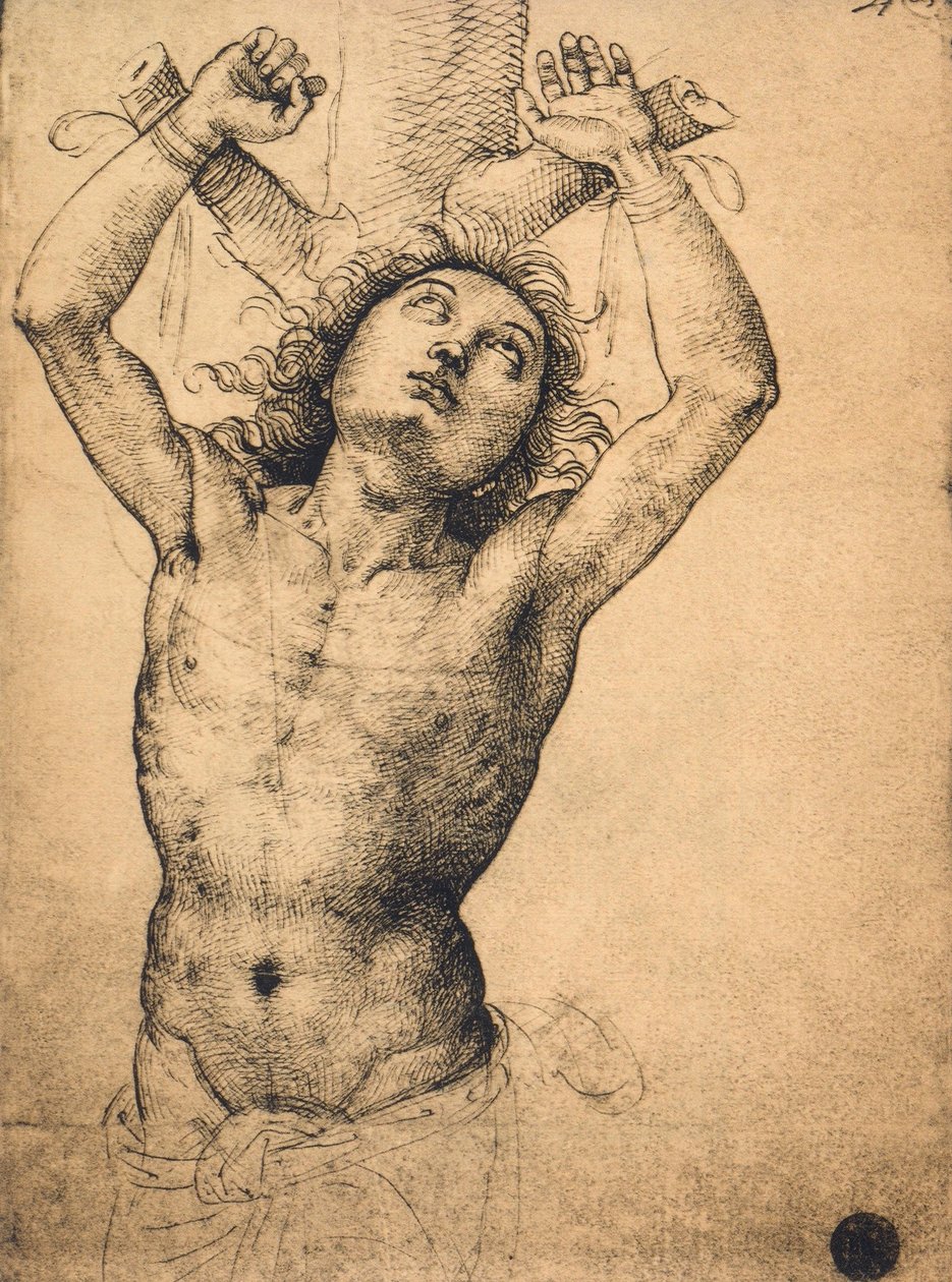 São Sebastião; desenho por Raphael, Gallerie dellAccademia, Veneza de Raffaello Sanzio Raphael