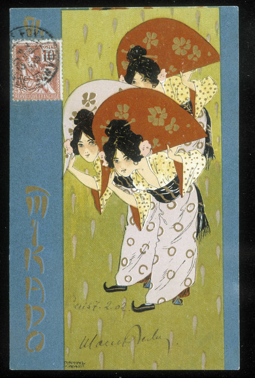 Geisha - cartão postal, de Raphaël Kirchner, deb. Século XX de Raphael Kirchner