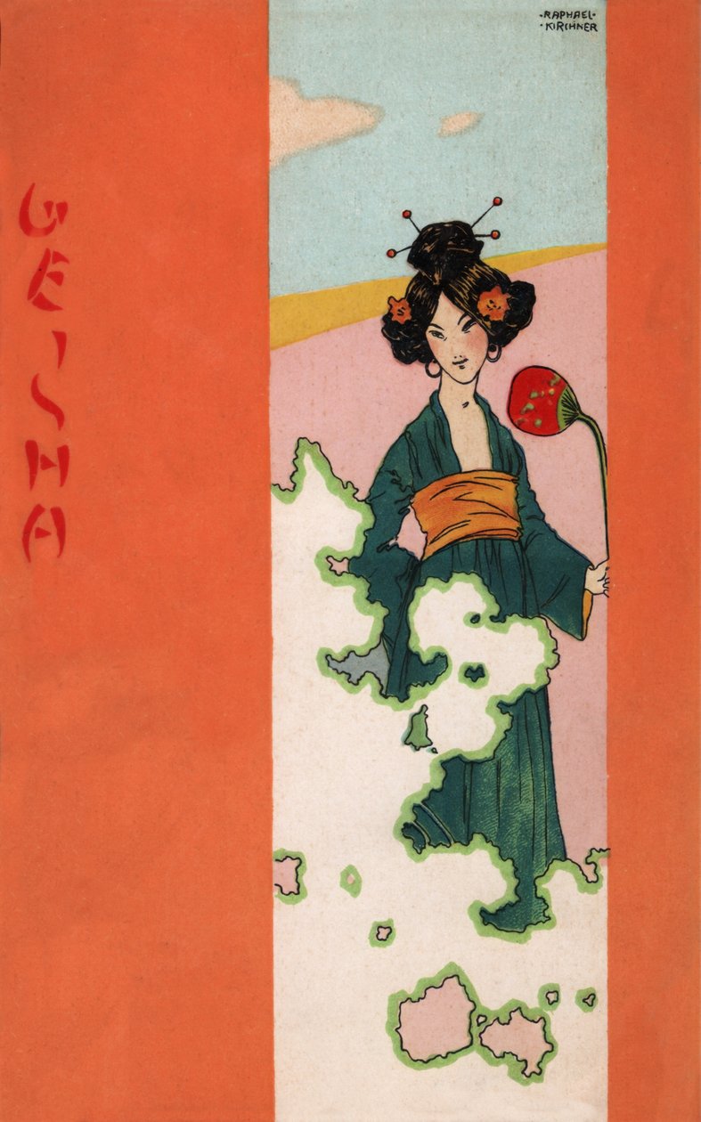 Gueixa, c.1900 (ilustração) de Raphael Kirchner