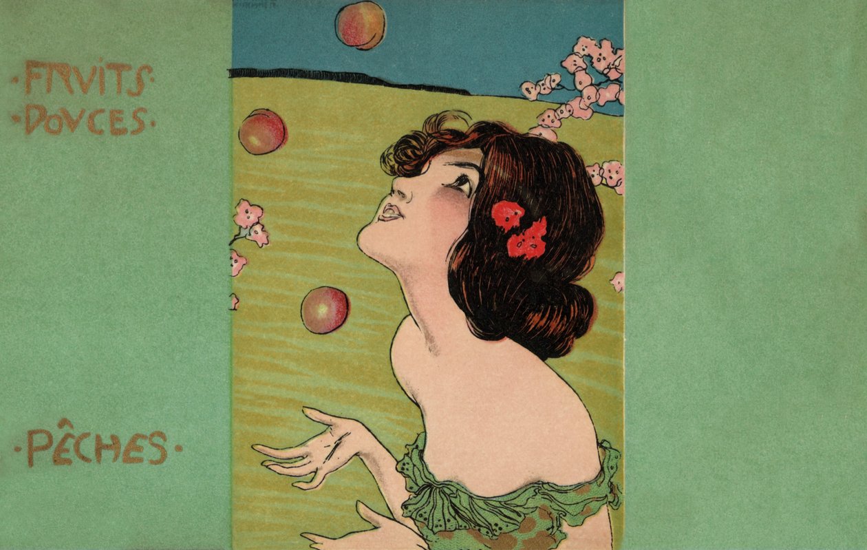Pêssegos, c.1900 (ilustração) de Raphael Kirchner