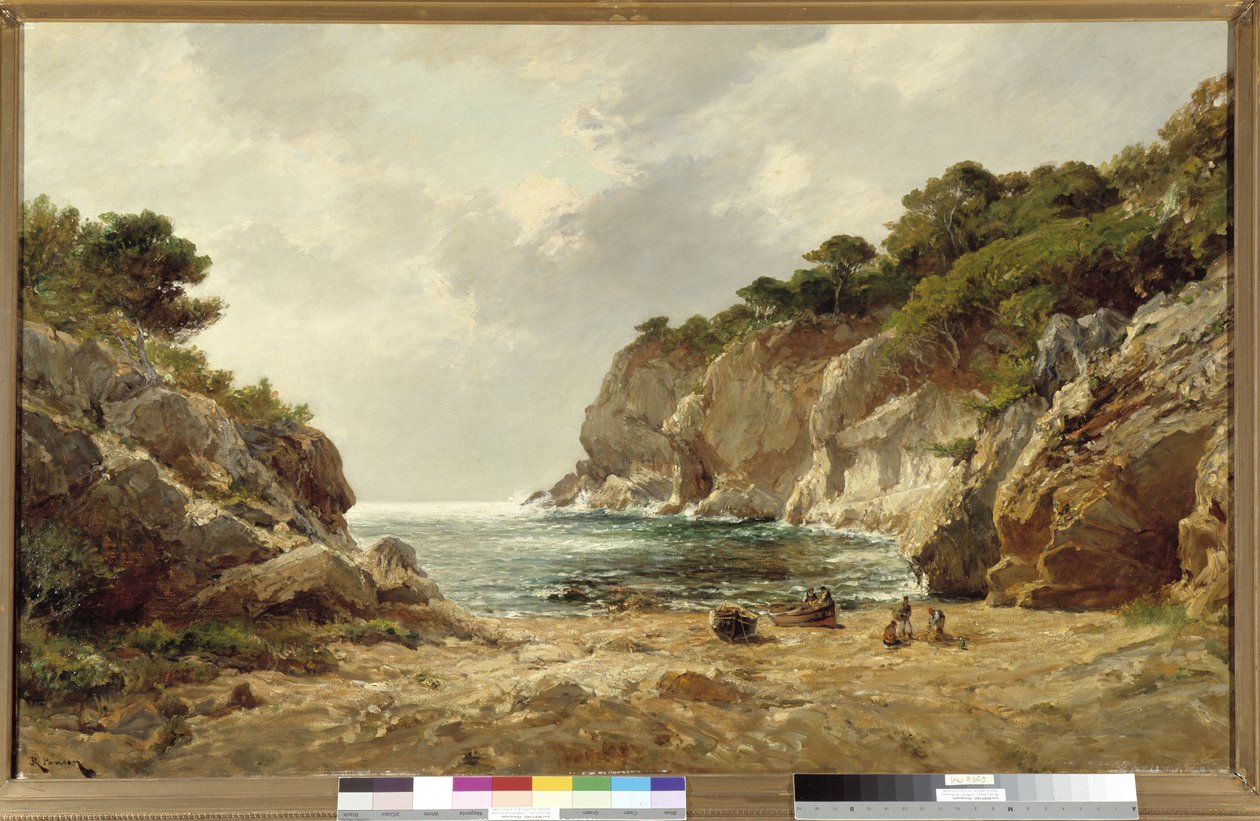A enseada de Oustau Diou em Porquerolles Pintura de Raphael Luc Ponson (1835-1904) Menção obrigatória: Fundação da coleção a respeito de Provence, Marselha de Raphael Luc Ponson