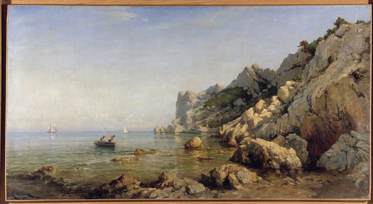 A costa de Sormiou Calanques perto de Marselha (óleo sobre tela). de Raphael Luc Ponson
