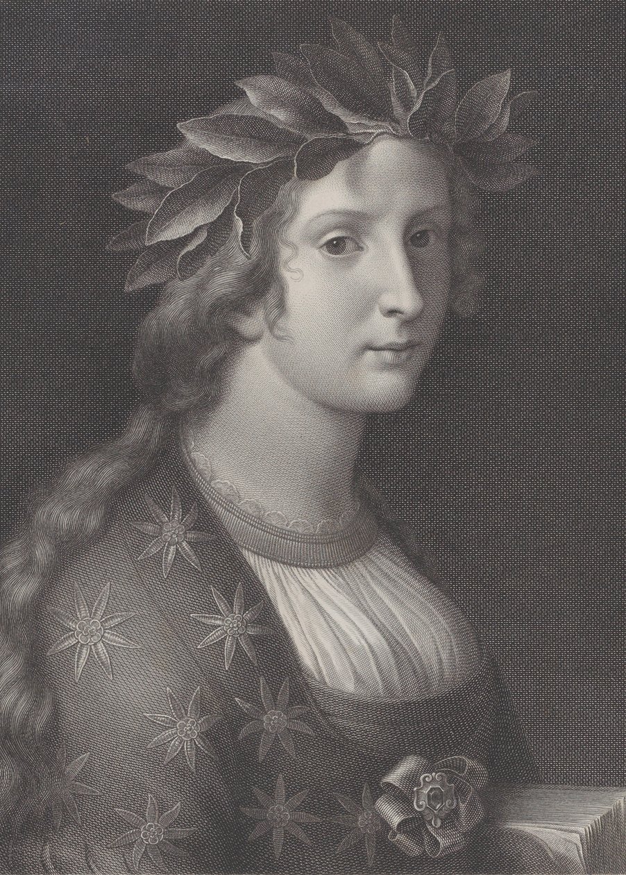 Poesia, uma mulher com uma coroa de louros, 1827 de Raphael Morghen