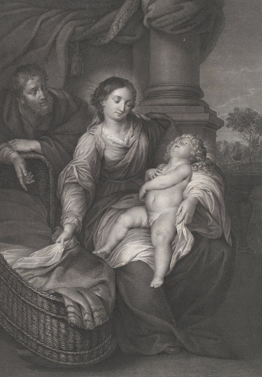 A Sagrada Família, com o Menino Jesus dormindo no colo da Virgem, c. 1778-86 de Raphael Morghen