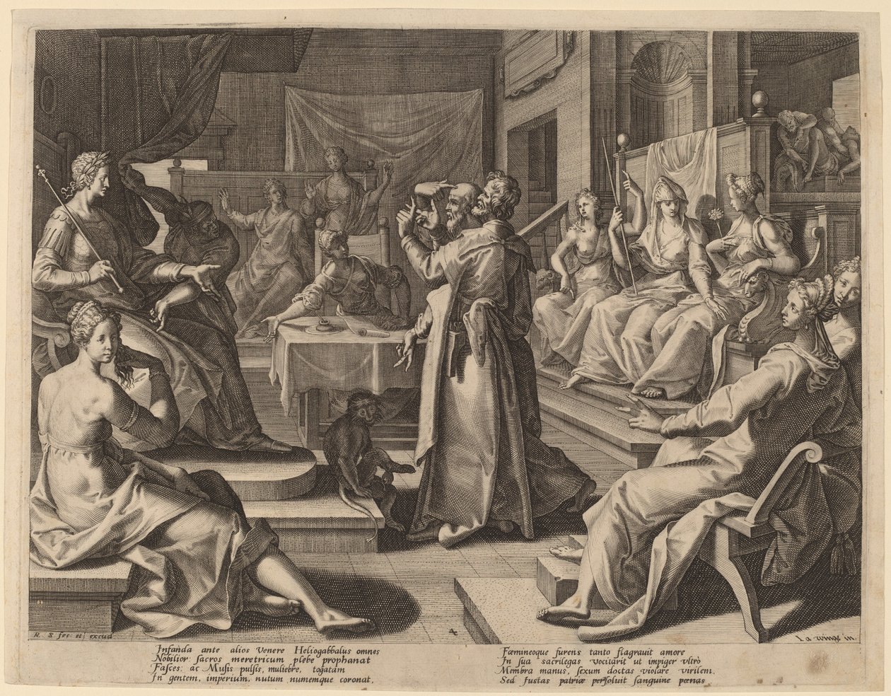Heliogábalo e as Sábias, 1589. de Raphael Sadeler