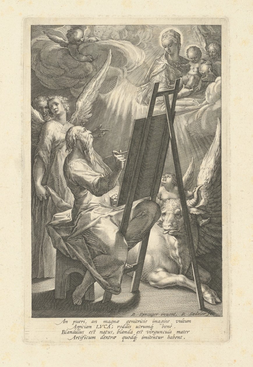 São Lucas Pintando a Virgem, década de 1580. de Raphael Sadeler