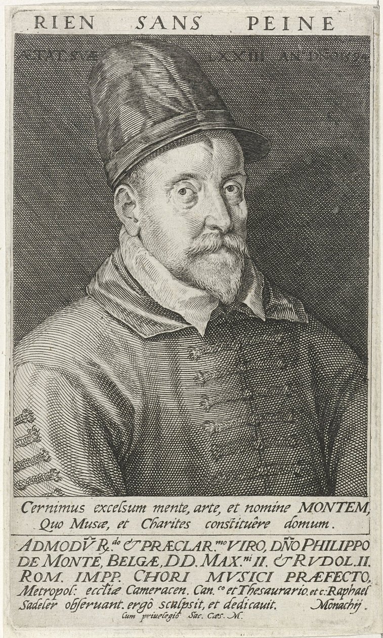 Retrato do Compositor Philippe de Monte 1521-1603, 1594 de Raphael Sadeler the Elder
