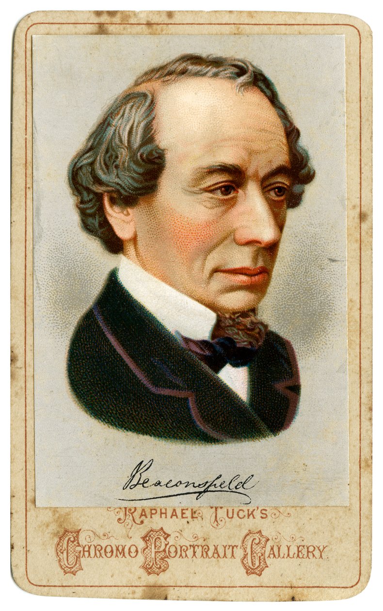 Benjamin Disraeli, 1º Conde de Beaconsfield, político conservador britânico do século XIX. de Raphael Tuck