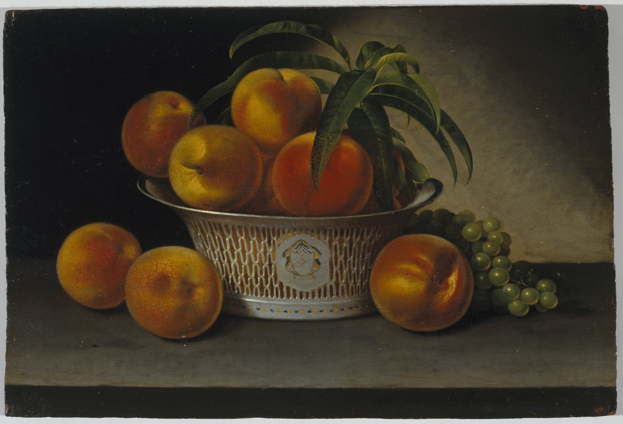 Ainda vida com pêssegos, 1821 de Raphaelle Peale