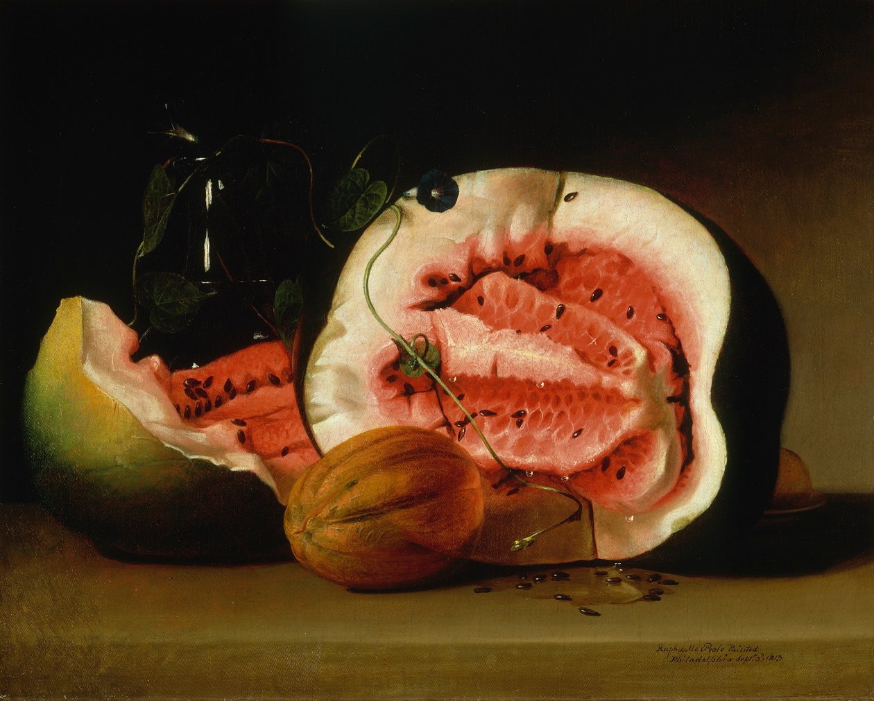 Melões e flores da manhã de Raphaelle Peale