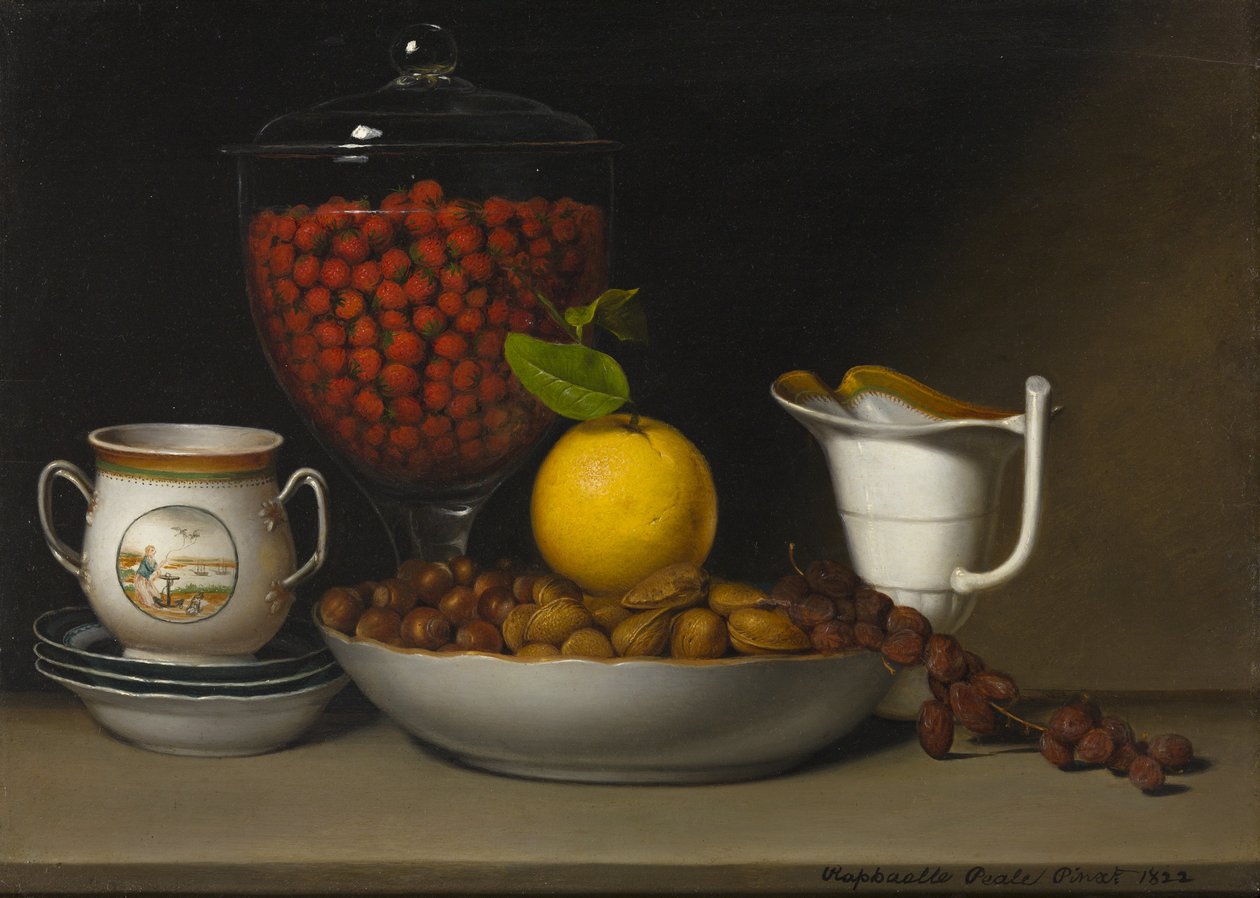 Ainda vida - morangos, nozes, c.1822 de Raphaelle Peale
