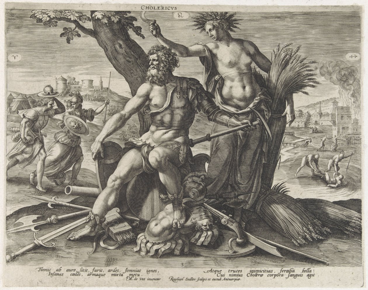 Temperamento Cholerisch (título no objeto) Vier temperamenten (título da série) de Raphaël Sadeler (I)