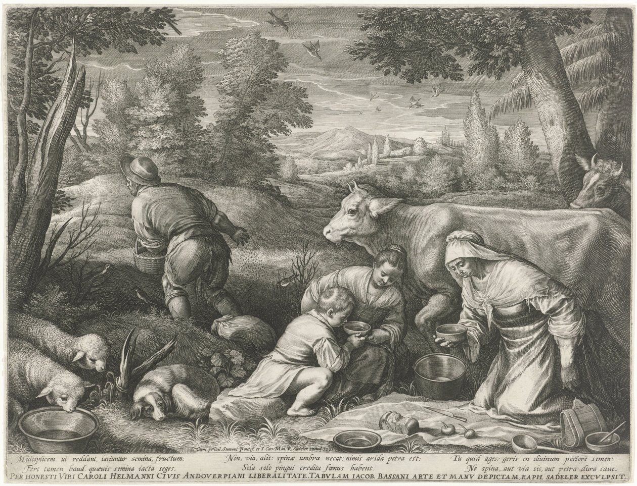 A pequena ordenhadora
Refeição num prado de Raphaël Sadeler (I)