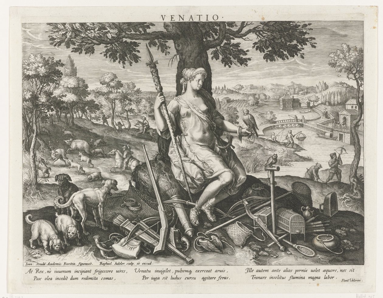 Diana como padroeira da caça
Venatio (título sobre o objecto)
Principais ocupações de um príncipe (título da série)
Esquema, seu speculum principum (título da série) de Raphaël Sadeler (I)