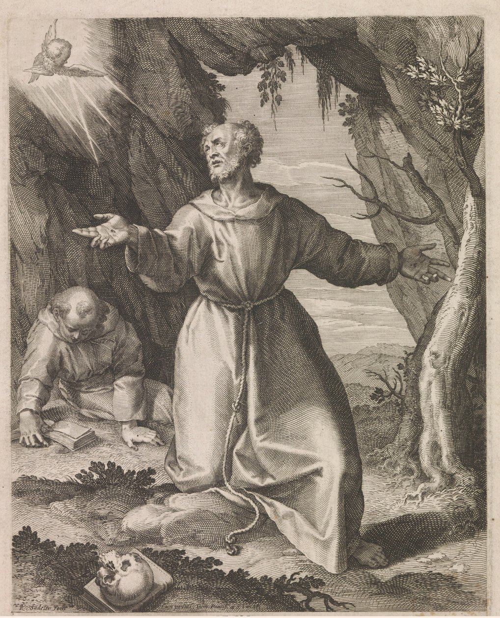 Francisco de Assis recebe os estigmas de Raphaël Sadeler (I)