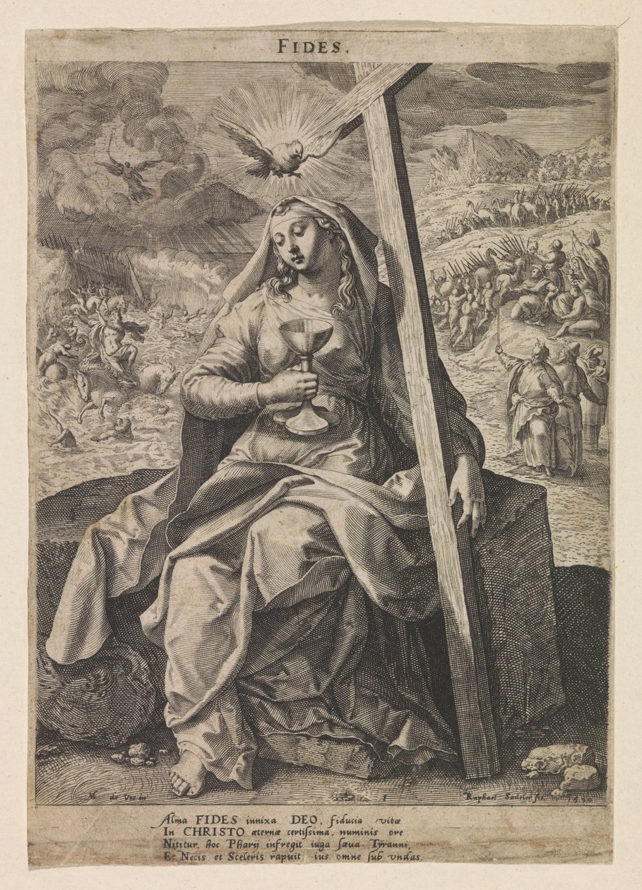 Acreditar Fides (título no objeto) Seis Virtudes Cristãs (título da série) de Raphaël Sadeler (I)