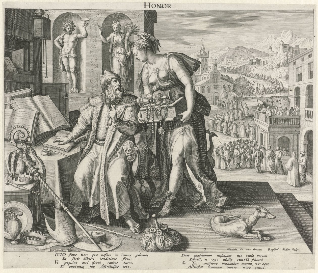 De meia-idade sob a influência da honra
Honra (título sobre o objecto)
As quatro idades (título da série) de Raphaël Sadeler (I)