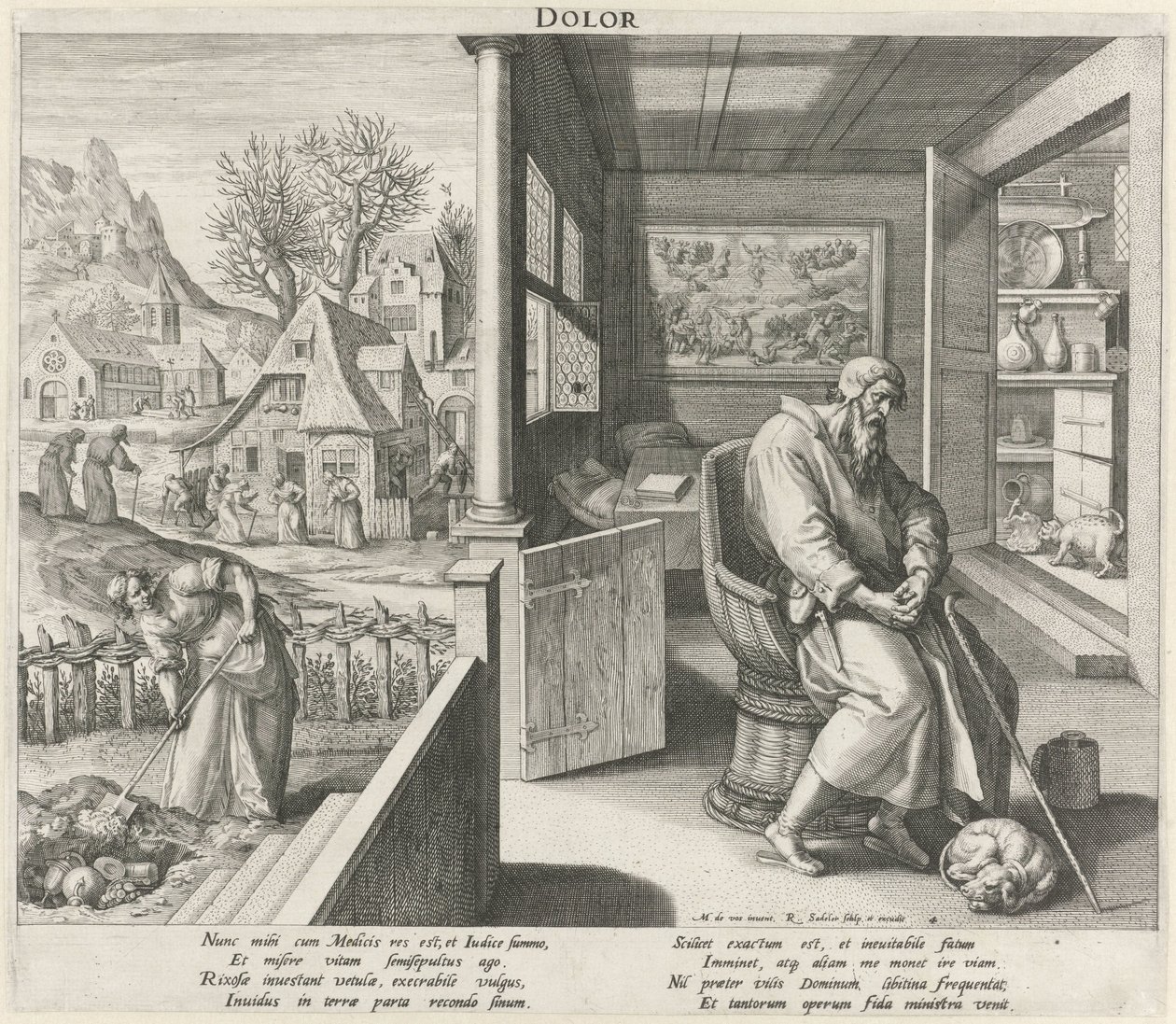 A velhice sob a influência do luto
Dolor (título sobre o objecto)
As quatro idades (título da série) de Raphaël Sadeler (I)