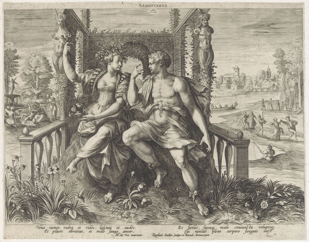 Sanguinisch temperamento
Sanguineus (título sobre o objecto)
Vier temperamenten (título da série) de Raphaël Sadeler (I)
