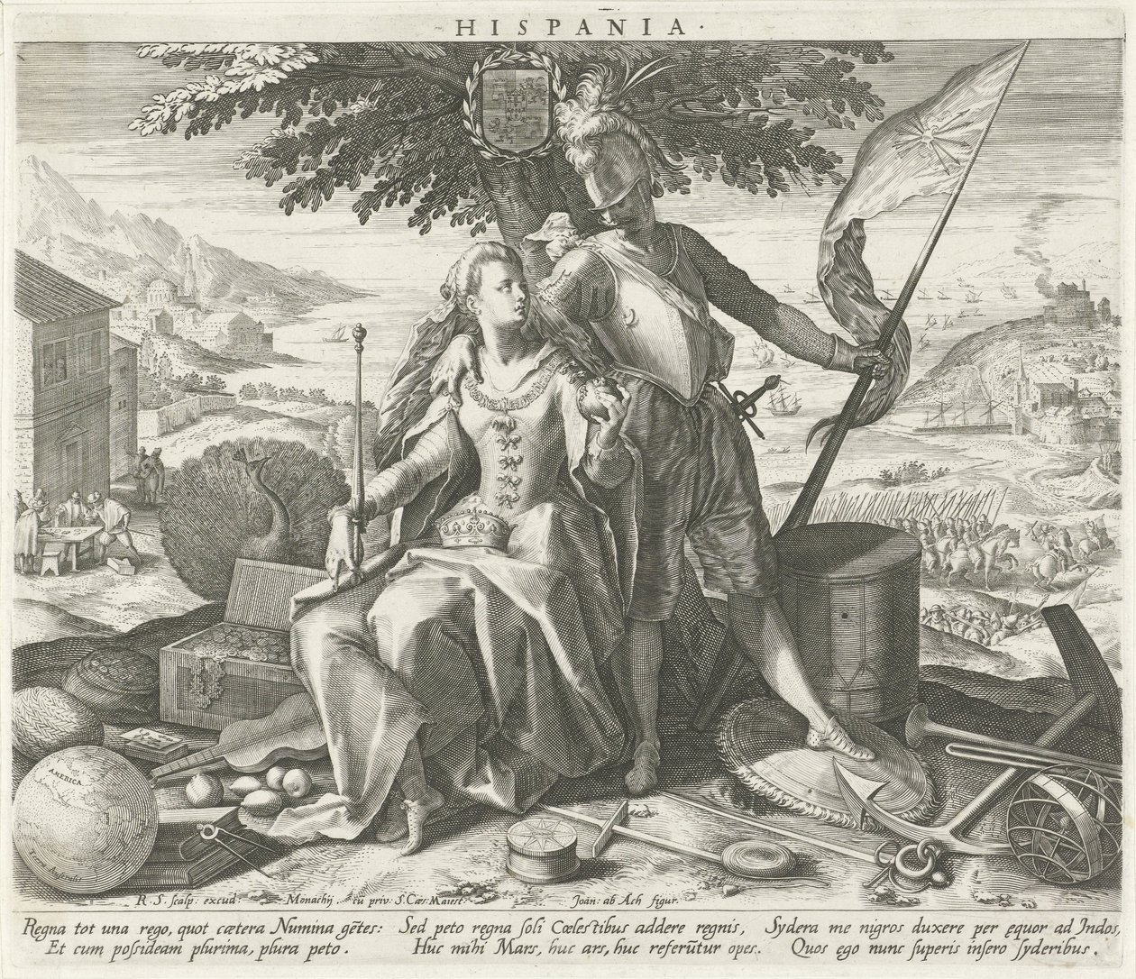 Espanha com Juno e Marte
Hispânia (título sobre o objecto)
Representações alegóricas dos países europeus (título da série) de Raphaël Sadeler (I)
