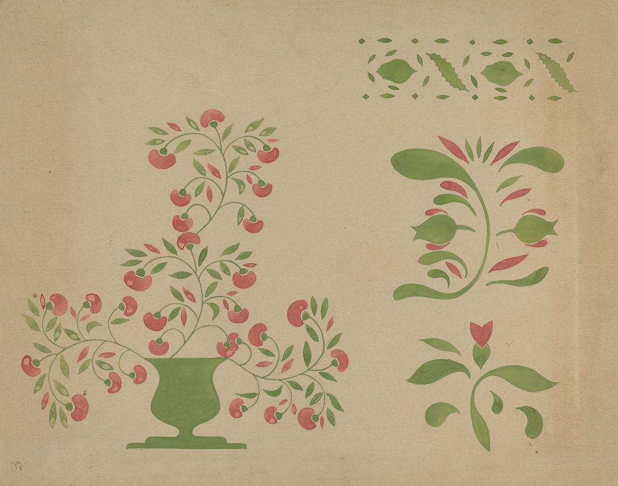 Decoração de parede com estêncil, c. 1936. de Ray Holden