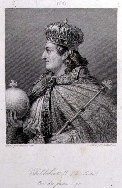 Childebert, Rei da Austrália, gravada por Delannoy (gravura) de Raymond Quinsac (after) Monvoisin