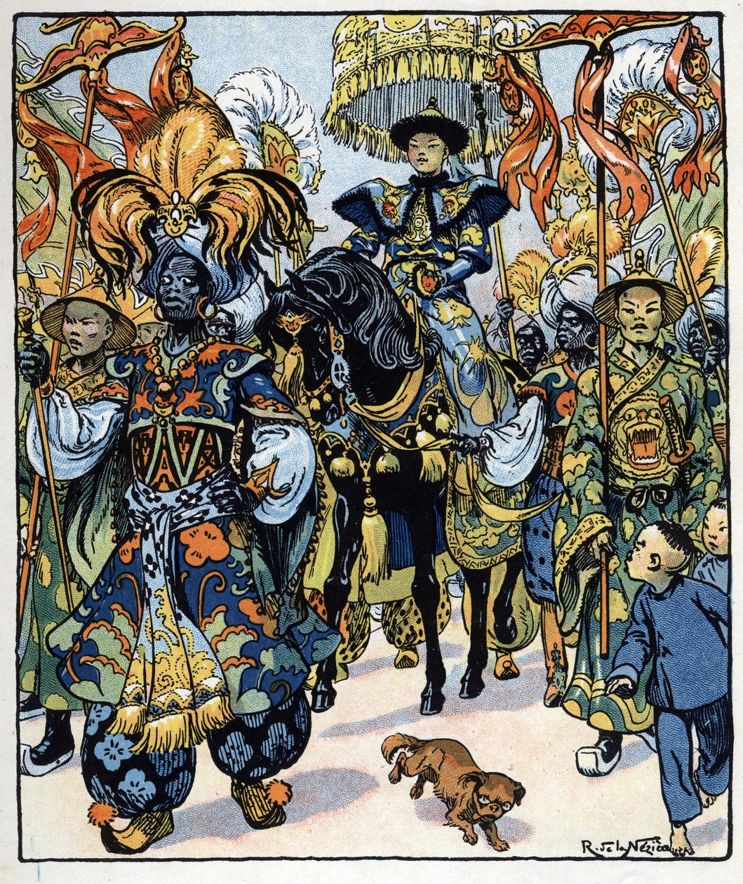 Aladino vai ao Palácio do Sultão: ilustração para o conto "Aladino ou a lâmpada maravilhosa" em "Noites da Arábia de Raymond de la Neziere