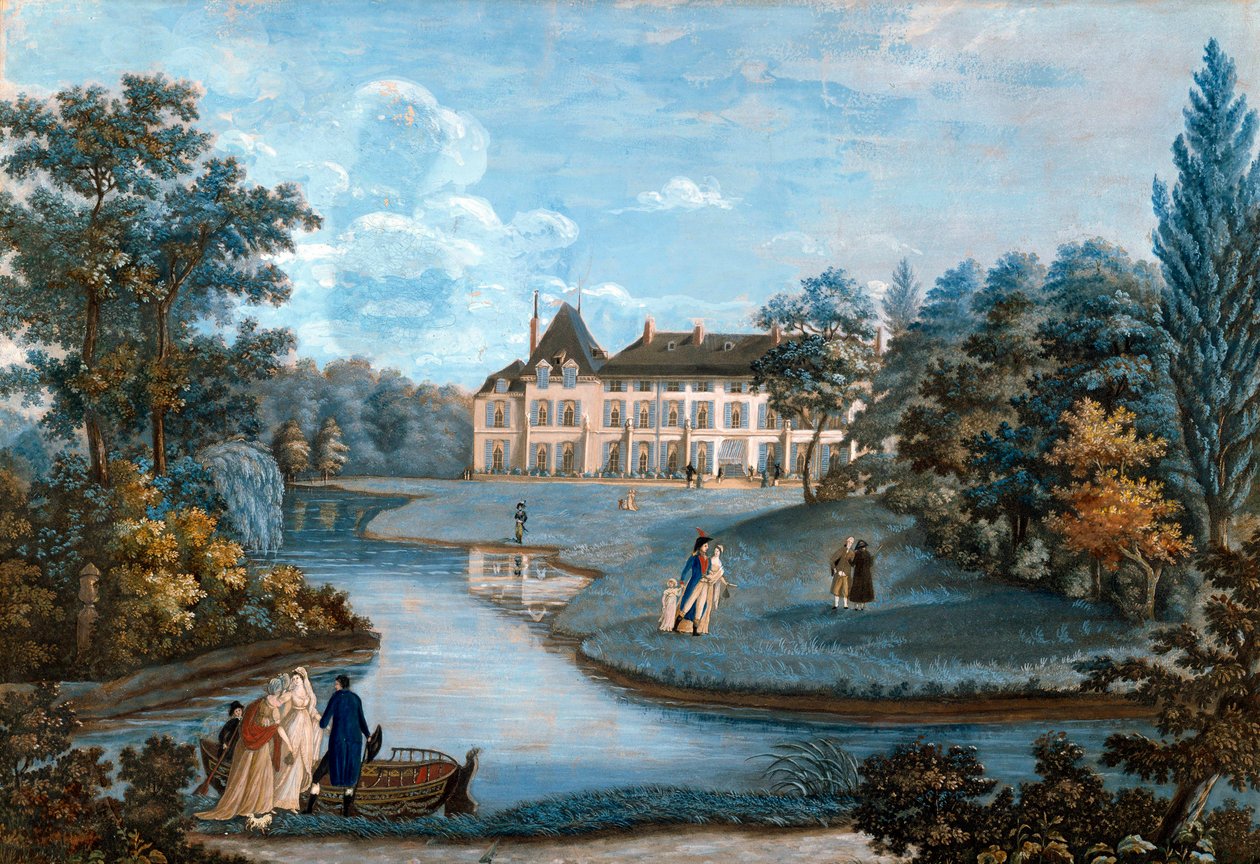 Vista da fachada e do parque do castelo de Malmaison. Aguarela por Regina Catherine Carrey. Início do século XIX. Malmaison. Musee Du Chateau - Vista da fachada e do parque do castelo de Malmaison. Aguarela de Regina Catherine Carey. Início de Regina Catherine Carey