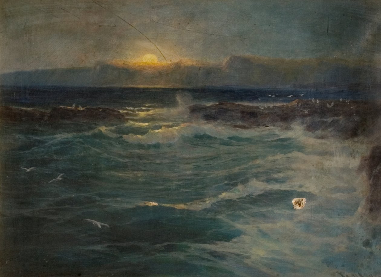 O, recife, porth, newquay, tarde, 19o-cedo, 20o século de Arthur Reginald Smith