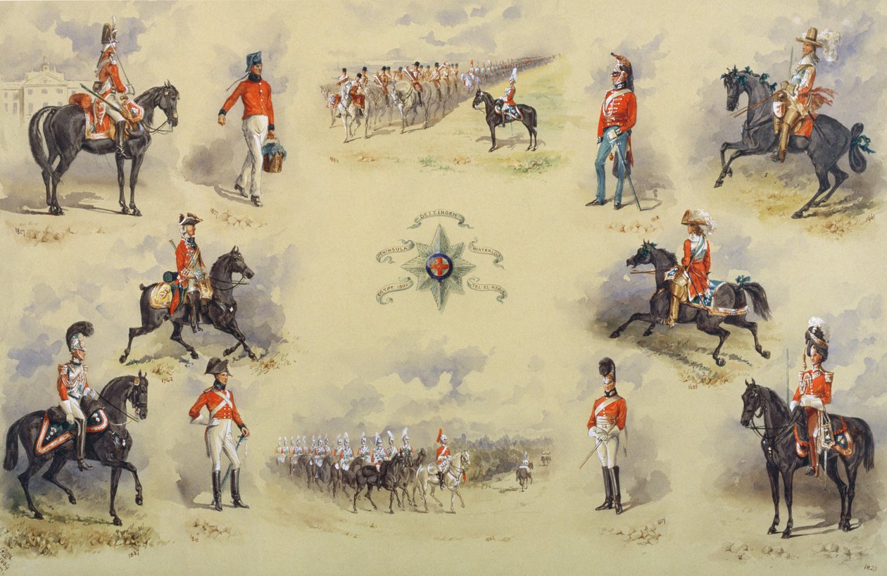 Uniformes da 2ª Guarda da Vida, 1884 (wc no papel) de Reginald Wymer