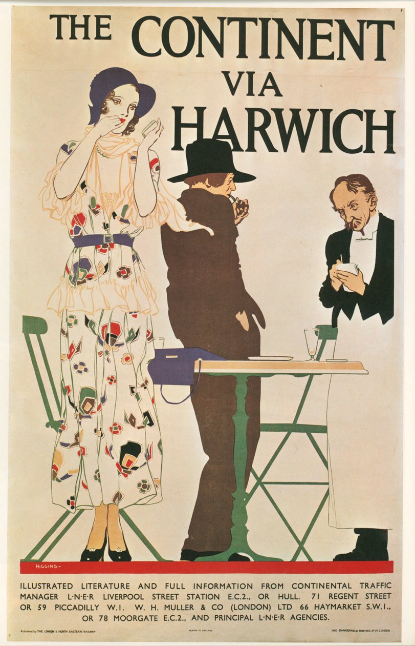 Reginald E. Higgins: O Continente via Harwich. Grã-Bretanha ... (litografia) de Reginald Edward Higgins