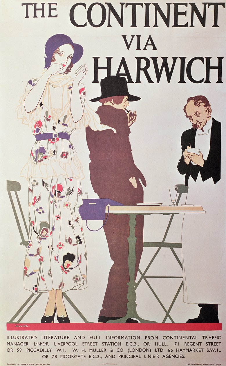 O Continente Via Harwich (cartaz) de Reginald Edward Higgins