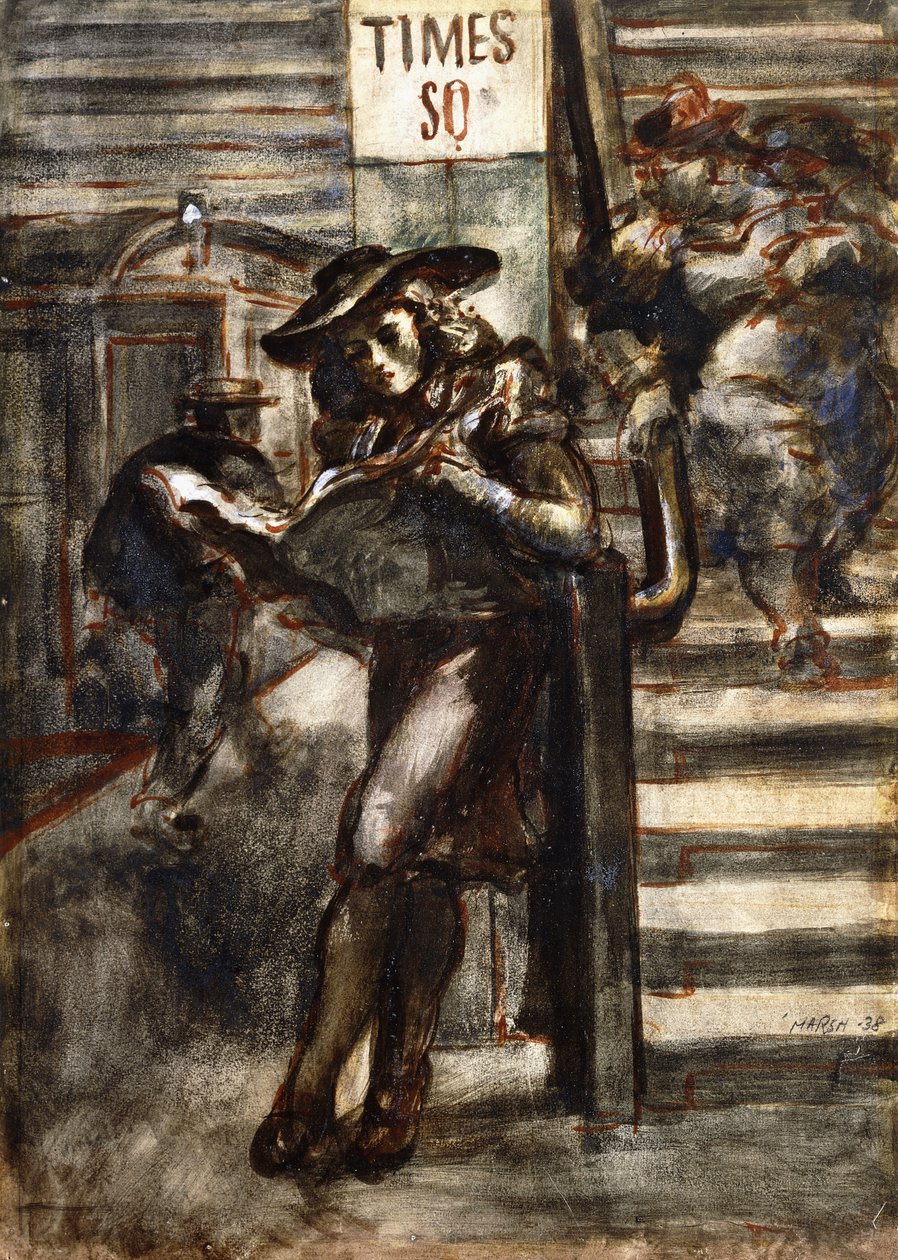 Ler em Times Square de Reginald Marsh