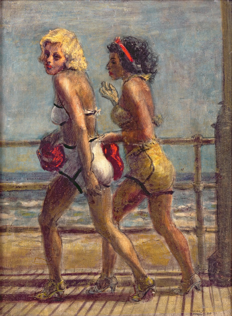 Duas raparigas no passeio (têmpera sobre tela) de Reginald Marsh