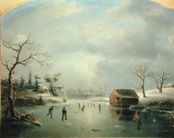 Lago de Patinagem em Morristown, New Jersey (óleo sobre tela) de Regis Francis Gignoux