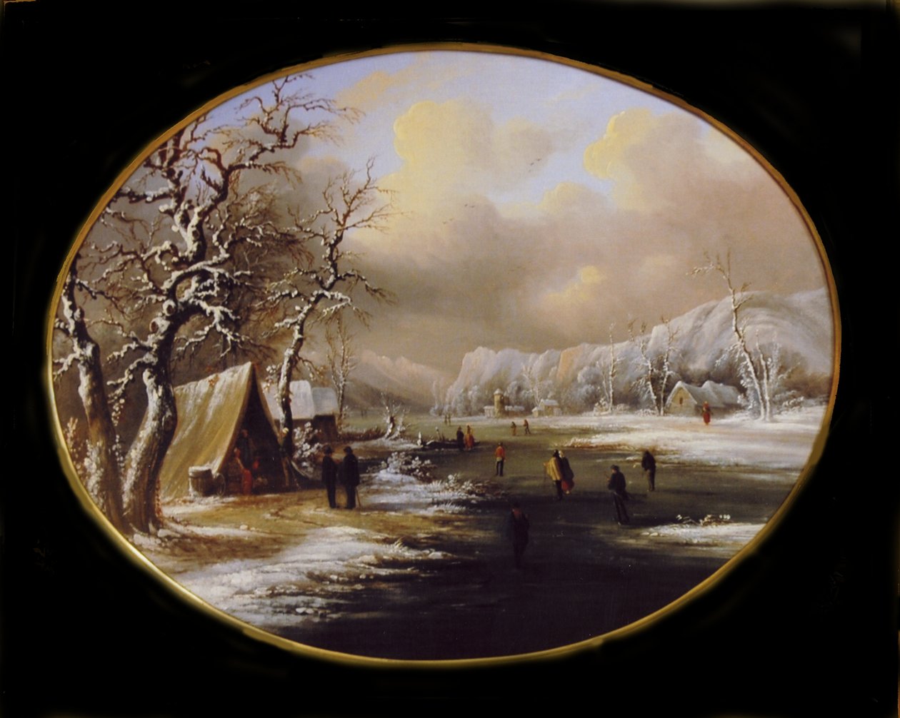 Patinação de inverno em Nova Jersey, ca. 1847. de Regis Francois Gignoux