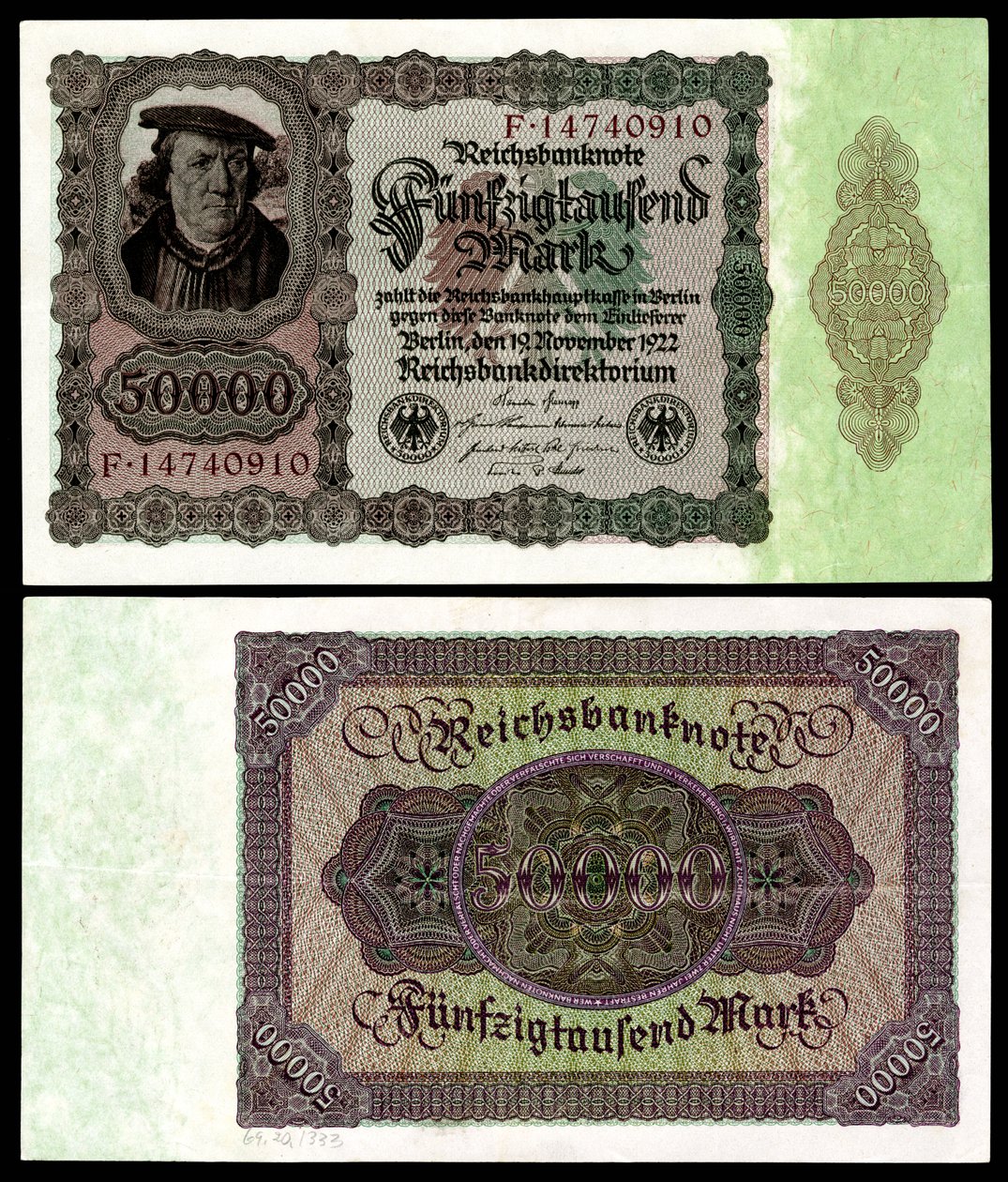 Papiermark da República de Weimar, era da hiperinflação pós-Primeira Guerra Mundial de Reichsbankdirektorium Berlin