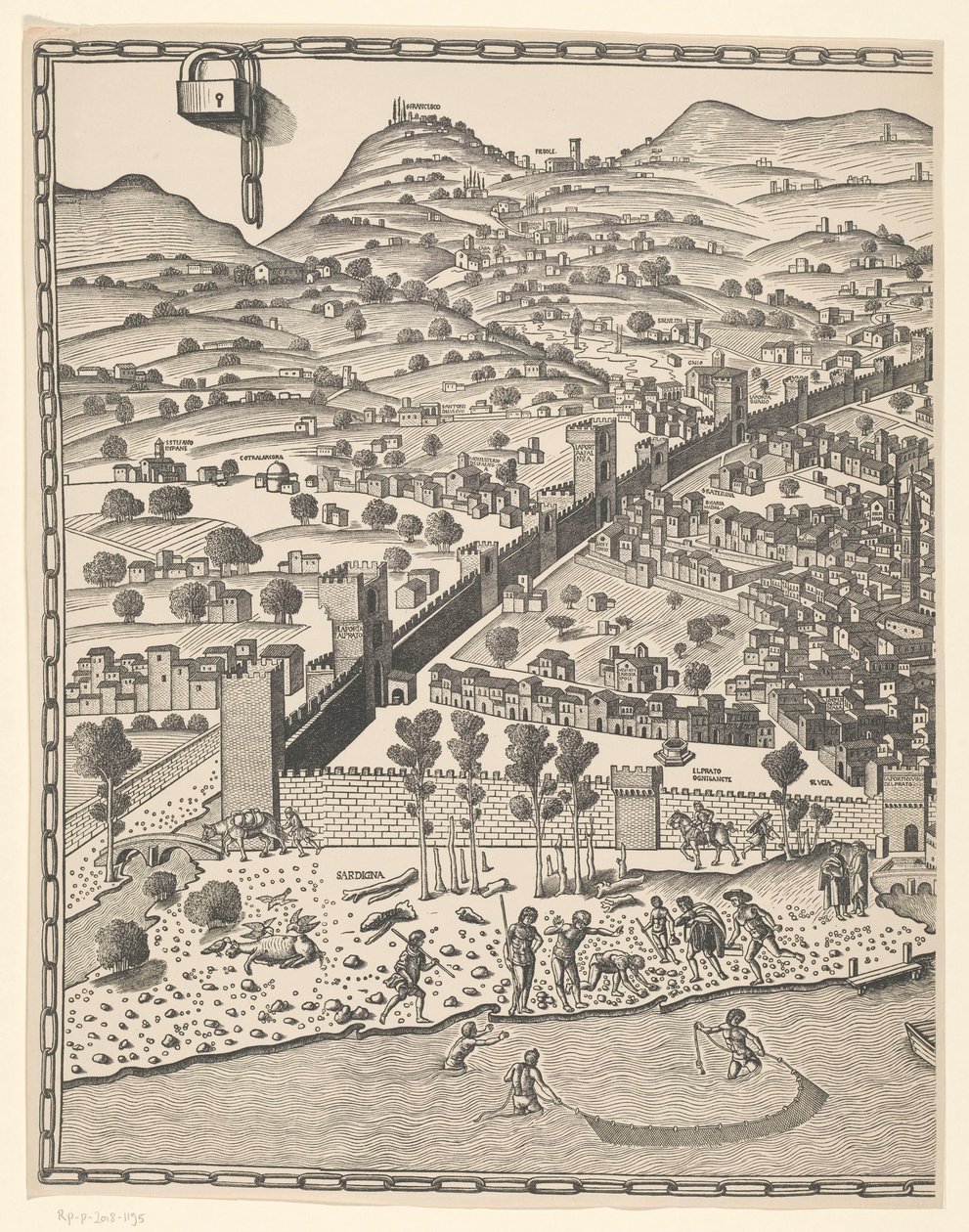 Vista de Florença (parte esquerda) Fiorenza (título no objeto) de Reichsdruckerei