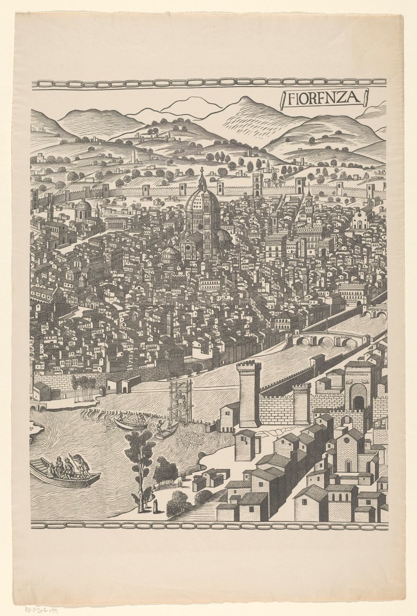 Vista de Florença (parte do meio) Fiorenza (título no objeto) de Reichsdruckerei