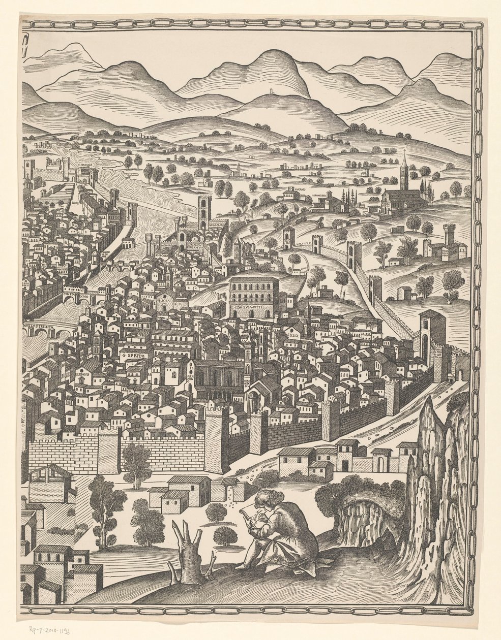 Vista de Florença (parte direita) Fiorenza (título no objeto) de Reichsdruckerei