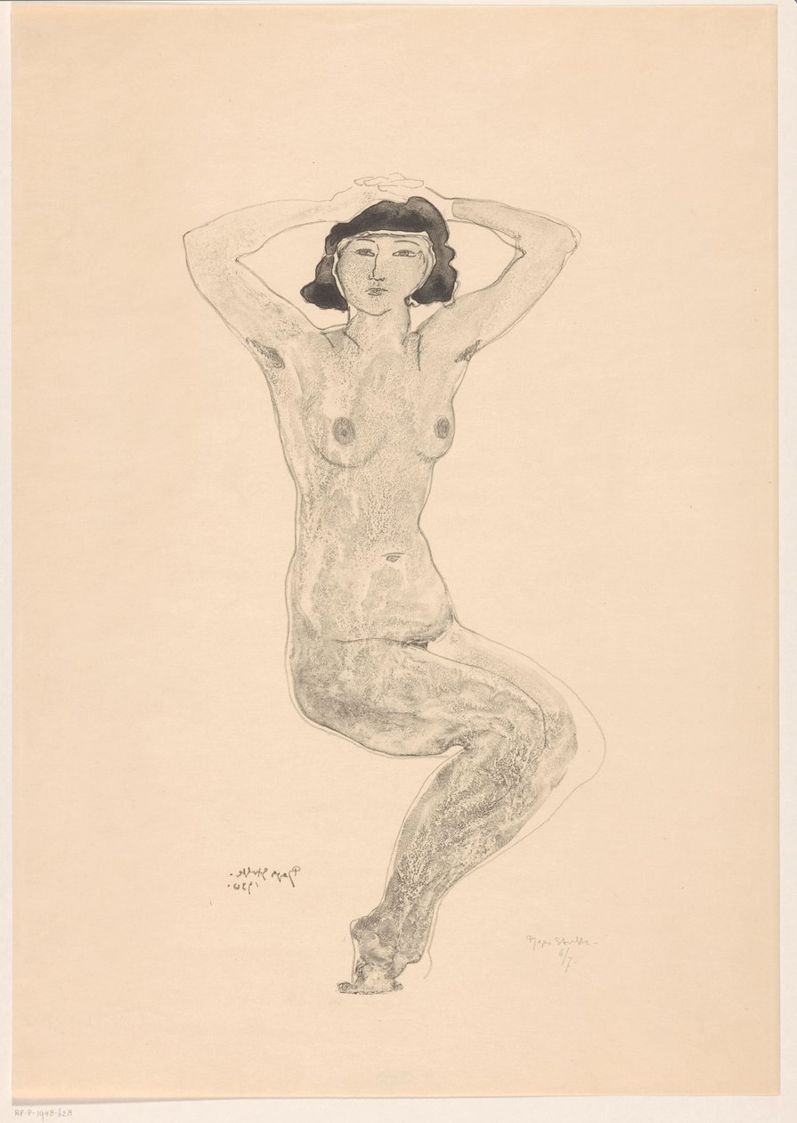 Mulher nua sentada com as mãos na cabeça de Reijer Stolk (signed by artist)