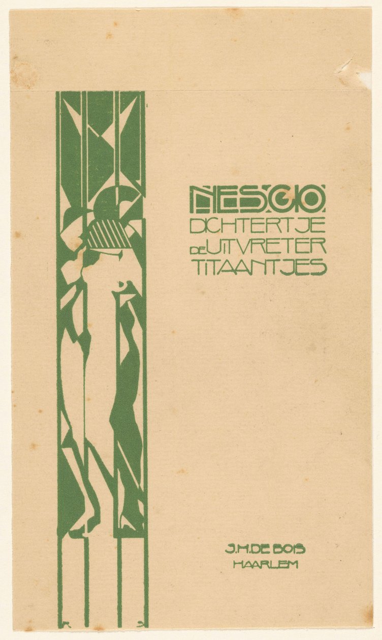 Desenho de encadernação para: Nescio, Dichtertje, de uitvreter en titanjes, 1918 de Reijer Stolk