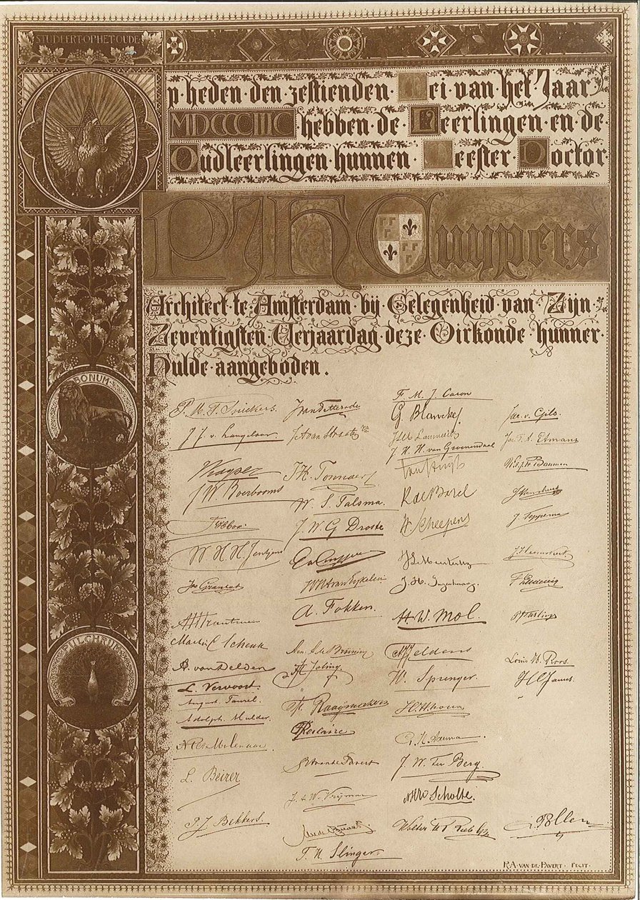 Folha comemorativa aos 70 anos de Pierre Cuypers de Reinerus Antonius de van Pavert