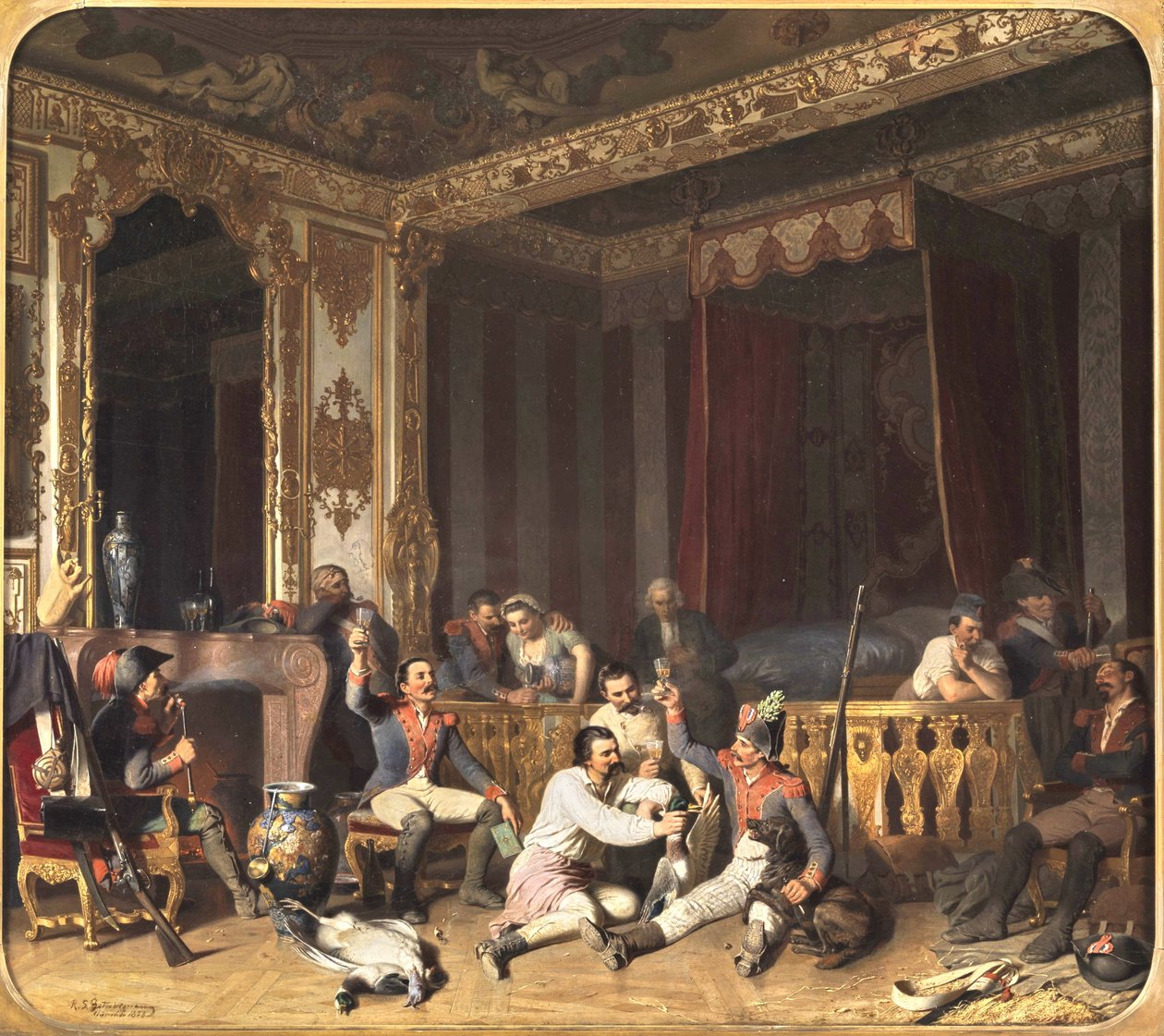 Ocupação de um castelo por soldados franceses. de Reinhard Sebastian Zimmermann