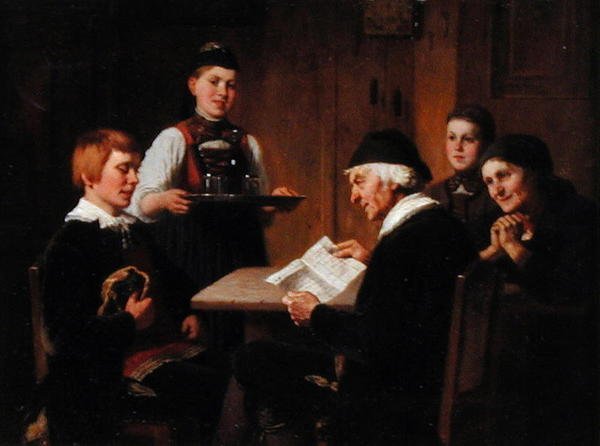A Carta de Apresentação, c.1880 (óleo sobre painel) de Reinhard Sebastian Zimmerman