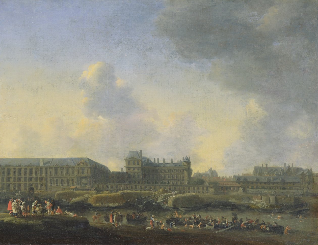 Vista do rio Sena, do Louvre e do Palais Bourbon, c.1655 de Reinier Zeeman