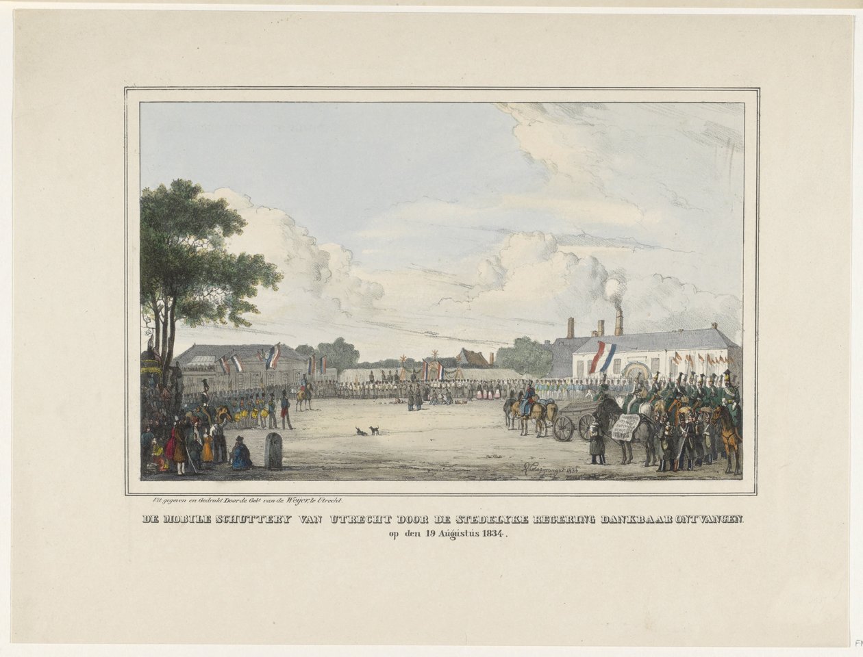 A Arma Móvel de Utrecht foi recebida com gratidão pelo Governo Municipal. em 19 de agosto de 1834 (título no objeto) de Reinier Craeyvanger