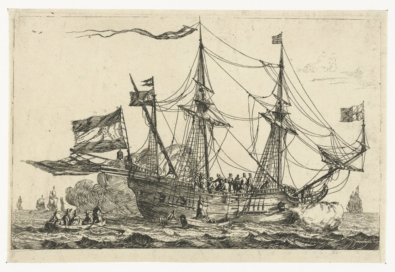 Chegada de um navio inglês de Reinier Nooms