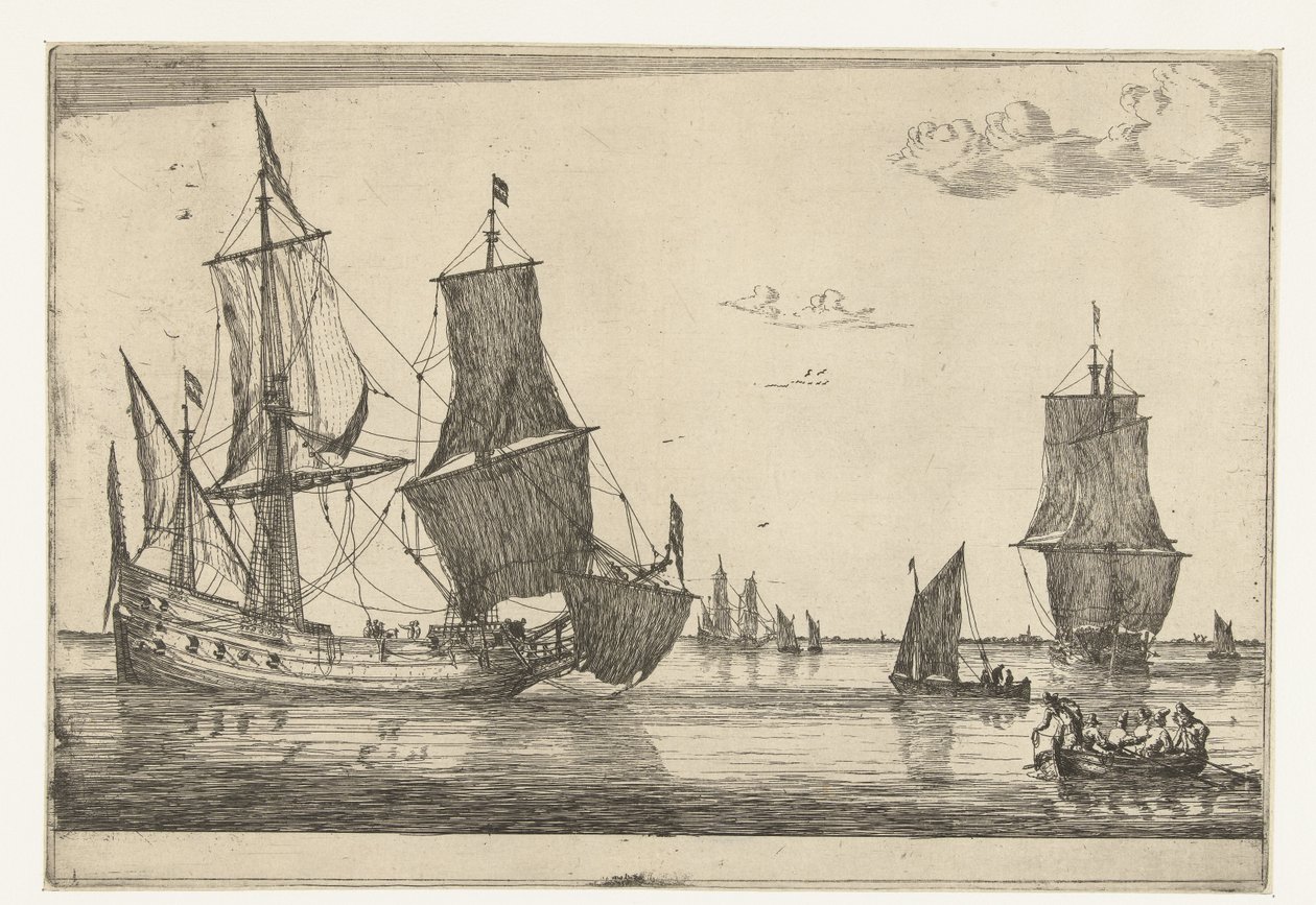 Águas interiores com um navio de flauta
Treze cenas com navios (título da série) de Reinier Nooms