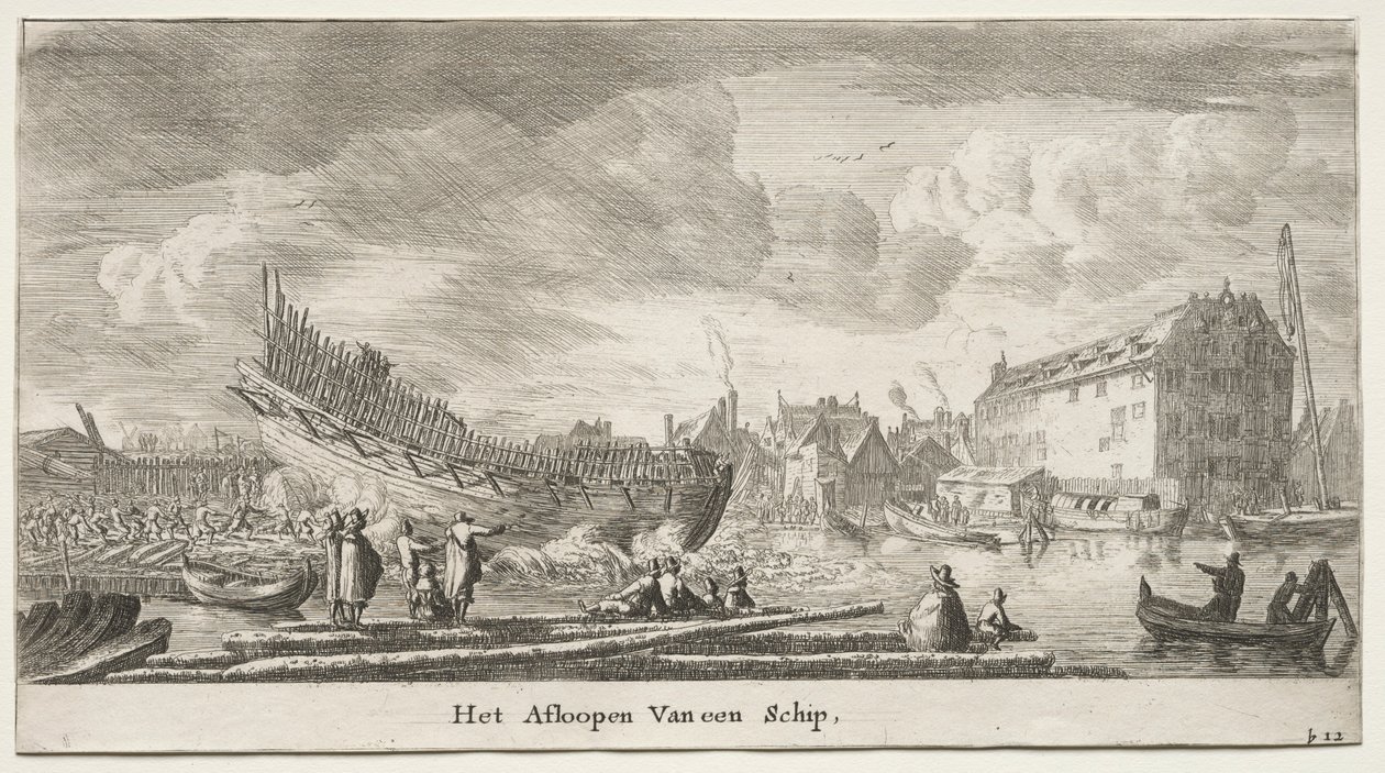 Navios de Amsterdã: lançando um navio. de Reinier Nooms